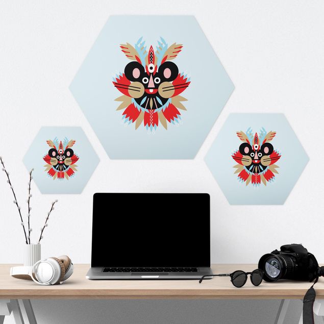 Hexagon-Forexbild - Collage Ethno Maske - Maus