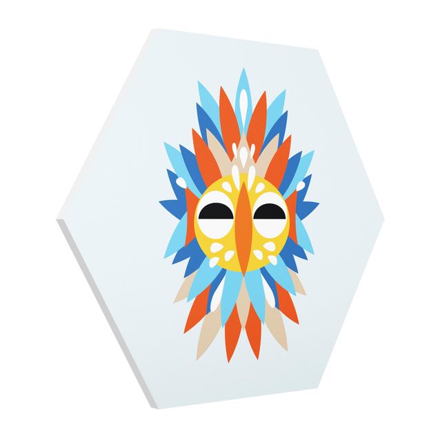 Hexagon Bilder Collage Ethno Maske - Papagei
