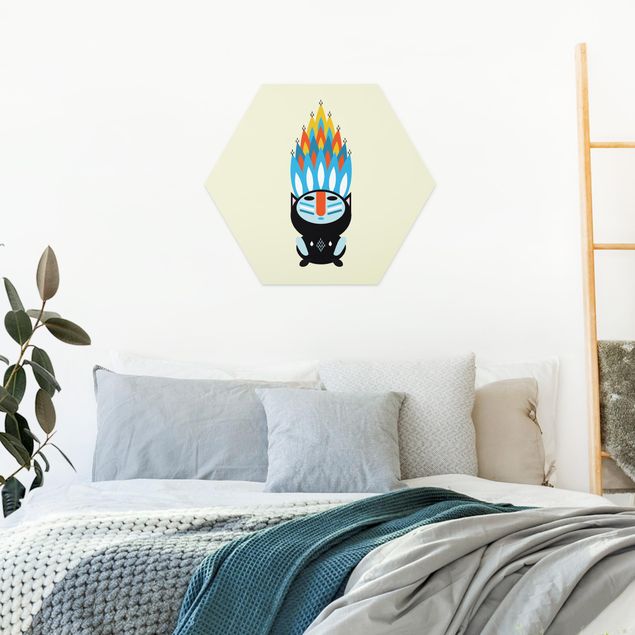 Hexagon Bilder Collage Ethno Monster - Feuer