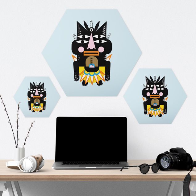 Hexagon-Forexbild - Collage Ethno Monster - Häuptling