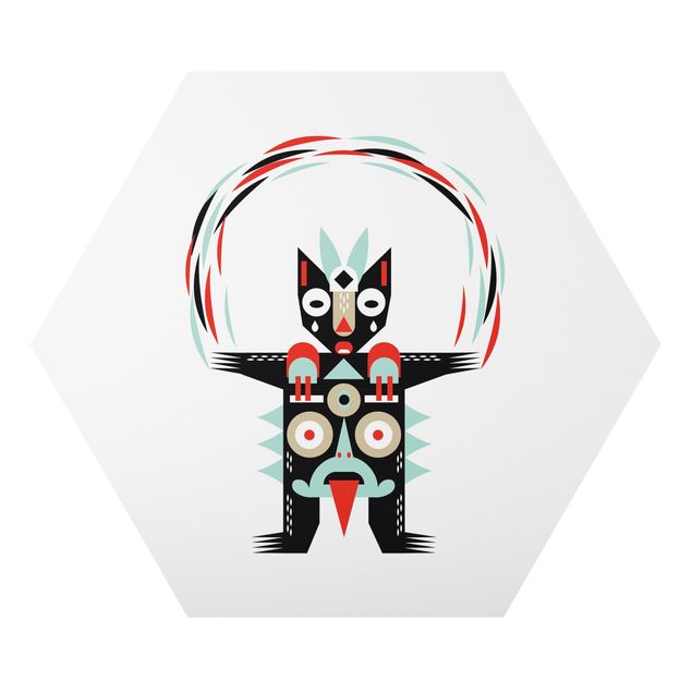 Hexagon-Alu-Dibond Bild - Collage Ethno Monster - Jongleur