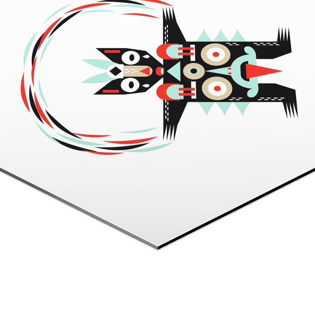 Hexagon-Alu-Dibond Bild - Collage Ethno Monster - Jongleur