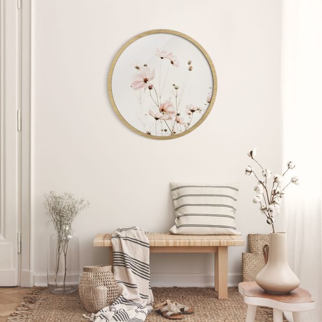Blumen Bilder mit Rahmen Cosmea in zarten Cremetönen
