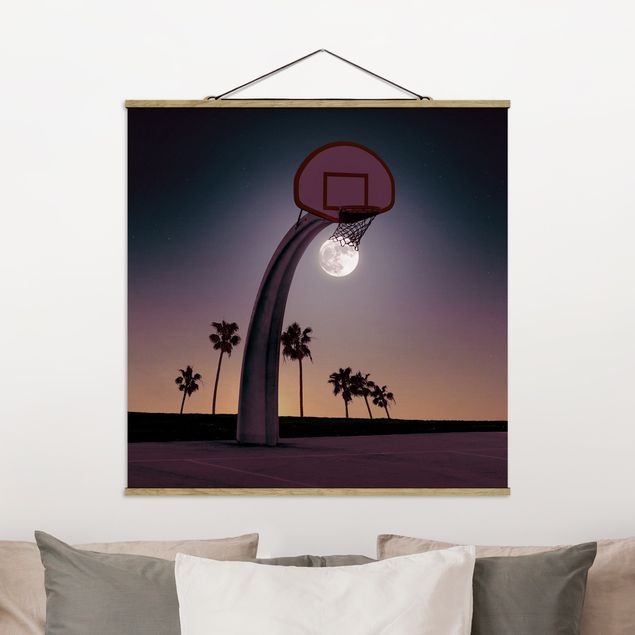 Schöne Wandbilder Basketball mit Mond