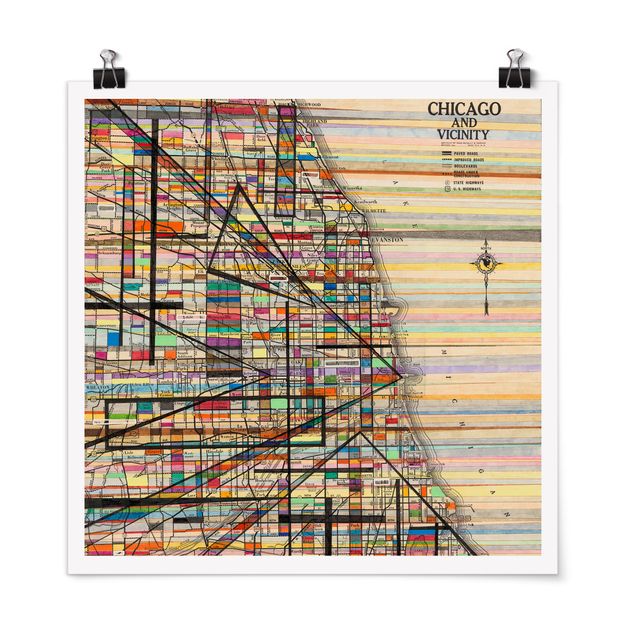 Schöne Wandbilder Moderne Karte von Chicago