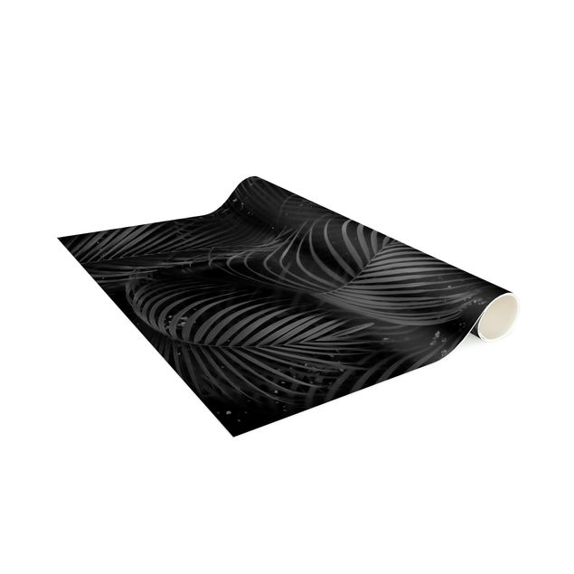 Moderner Teppich Schwarze Palmwedel