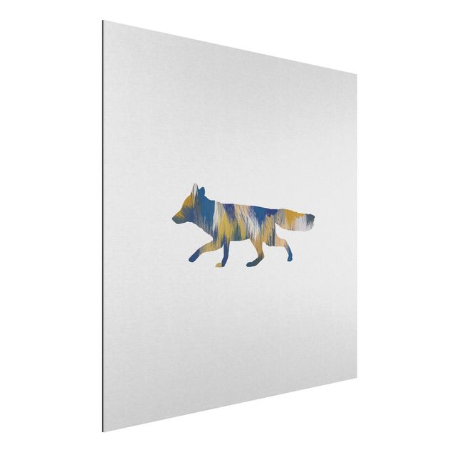 Wandbilder Tiere Fuchs in Blau und Gelb