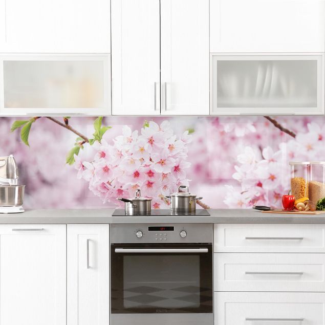 Küchenrückwand Gräser Japanische Kirschblüten