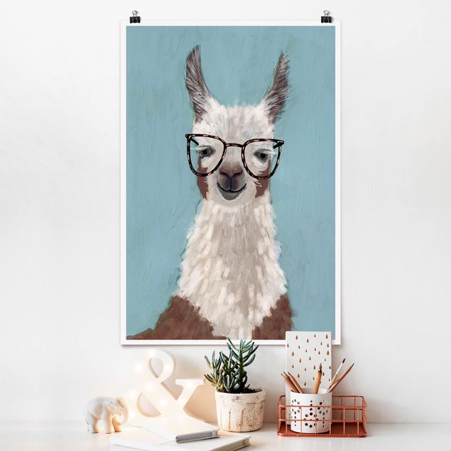 Wandbilder Tiere Lama mit Brille II