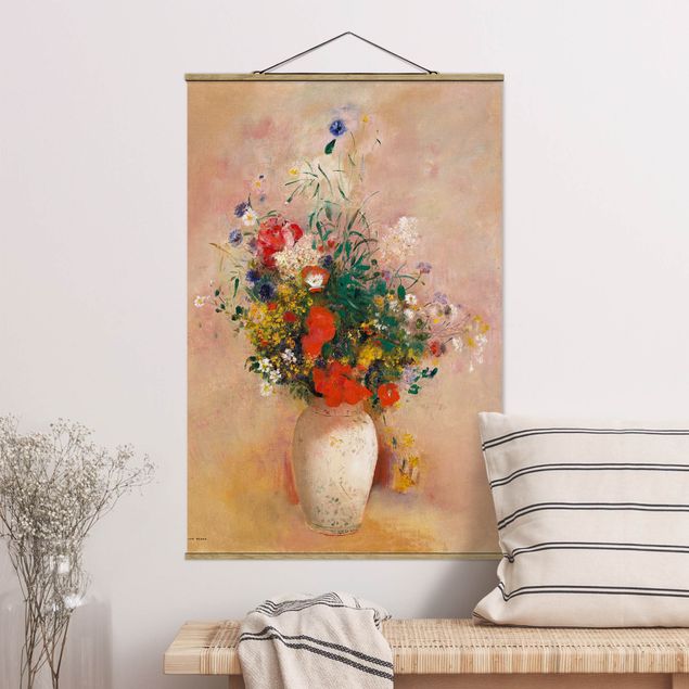 Odilon Redon Bilder Odilon Redon - Vase mit Blumen (rosenfarbener Hintergrund)