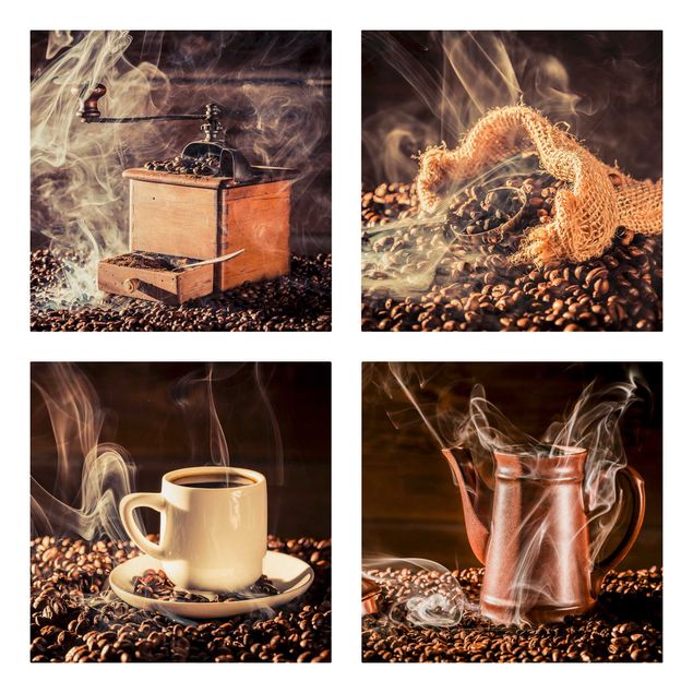 Leinwandbild 4-teilig - Kaffee - Dampf