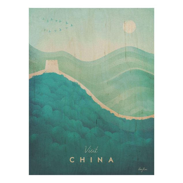 Holzbilder modern Reiseposter - China