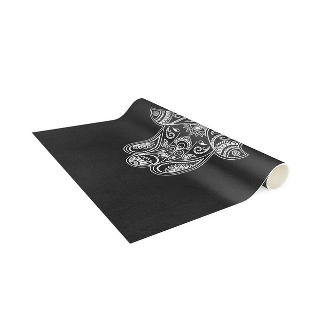 Moderne Teppiche Hamsa Hand Illustration weiß schwarz