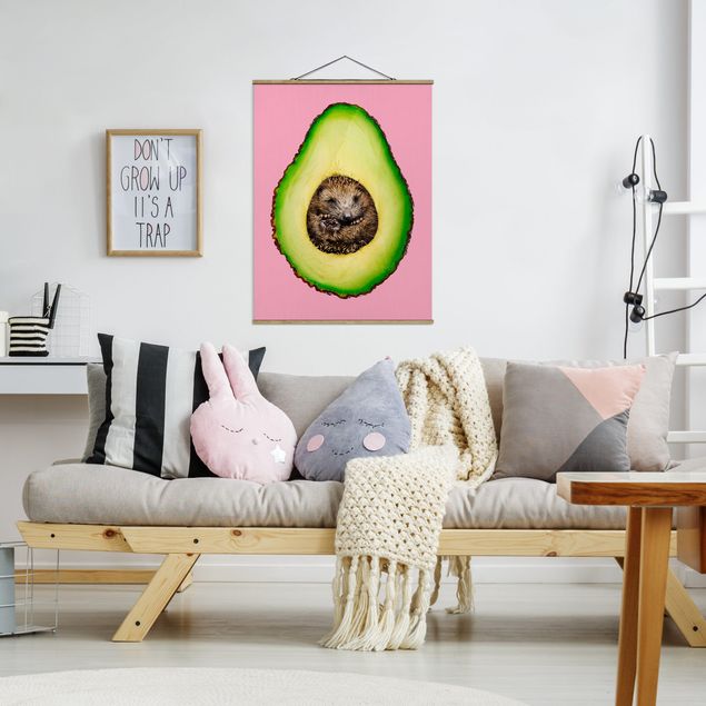Stoffbilder Avocado mit Igel