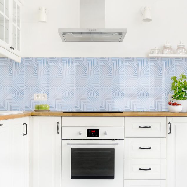 Küchenrückwand Muster Linienmuster Verlauf in Blau