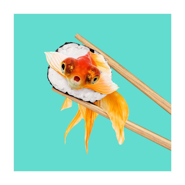 Türkiser Teppich Sushi mit Goldfisch