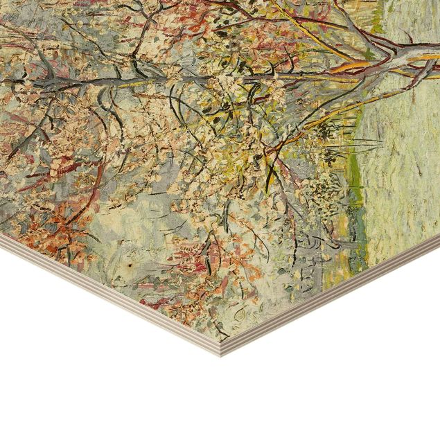 Bilder auf Holz Vincent van Gogh - Blühende Pfirsichbäume