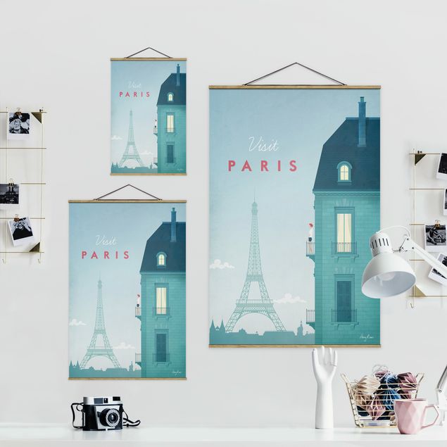 Stoffbild mit Posterleisten - Reiseposter - Paris - Hochformat 2:3