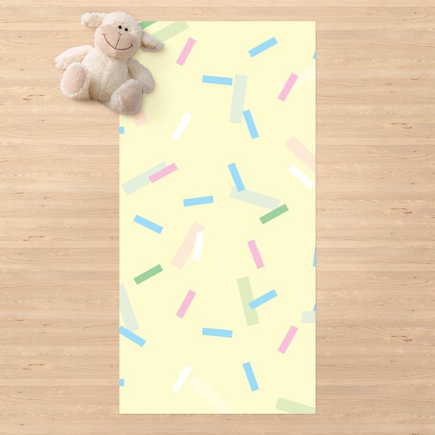 Aussen Teppich Buntes Konfetti aus Pastellstreifen