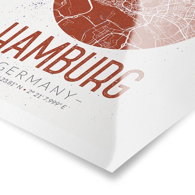 Poster - Stadtplan Hamburg - Retro - Hochformat 3:4