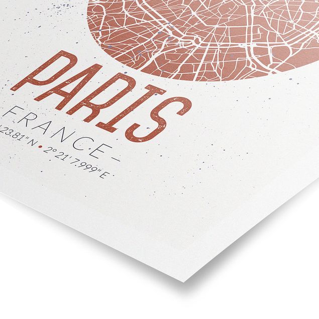 Poster kaufen Stadtplan Paris - Retro