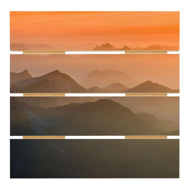 Holzbild - Blick von der Zugspitze - Quadrat 1:1