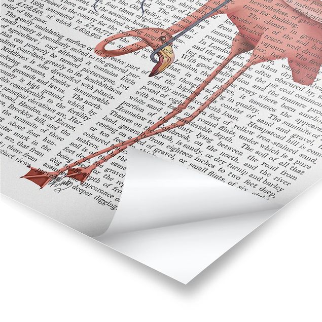 Poster bestellen Tierlektüre - Flamingo mit Regenschirm
