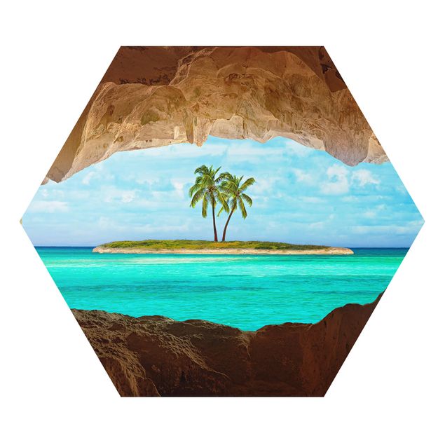 Hexagon Bild Alu-Dibond - Blick ins Paradies