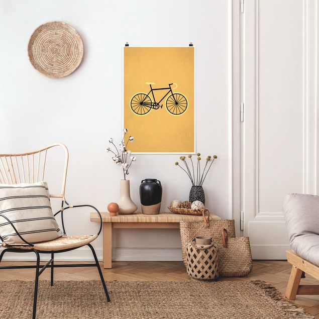 Schöne Wandbilder Fahrrad in Gelb