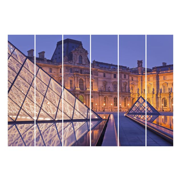 Schiebegardinen Set 6-teilig Louvre Paris bei Nacht