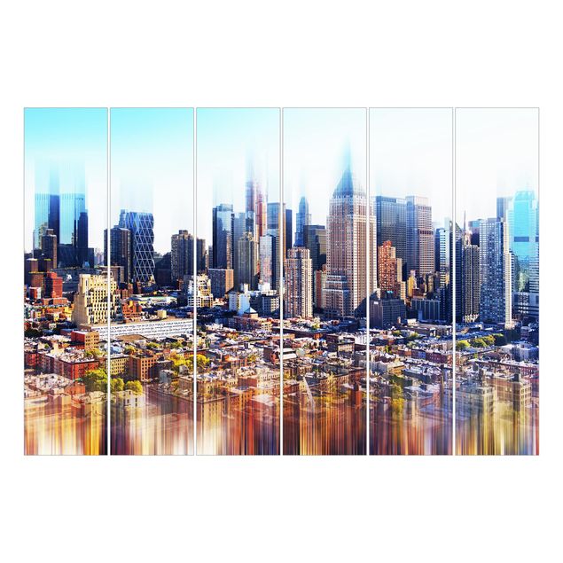 Schiebegardinen 6er Set Manhattan Skyline Urban Stretch