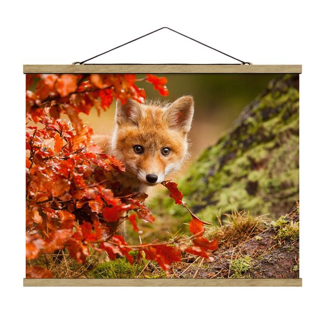 Stoffbild mit Posterleisten - Fuchs im Herbst - Querformat 4:3