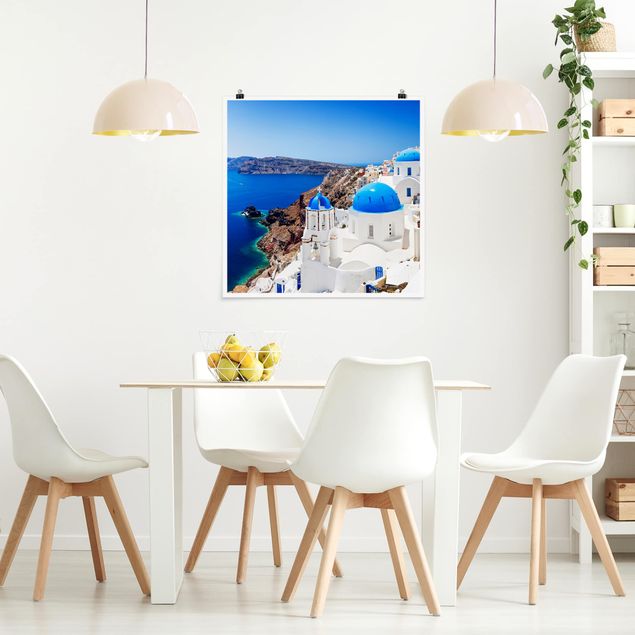 Poster - View Over Santorini - Quadrat 1:1