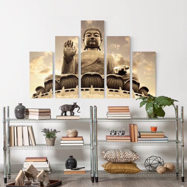 Retro Wandbilder Großer Buddha Sepia