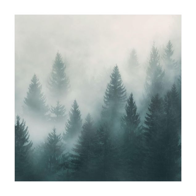 Teppich Wald Nadelwald im Nebel