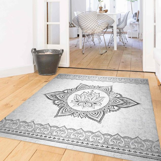 Teppiche Mandala Lotus Betonoptik