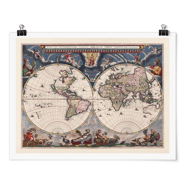 Poster bestellen Historische Weltkarte Nova et Accuratissima von 1664