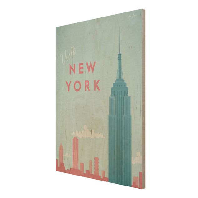Holzbild Skyline Reiseposter - New York