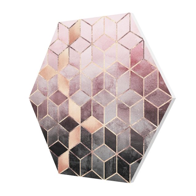 Hexagon Bild Forex - Rosa Grau goldene Geometrie