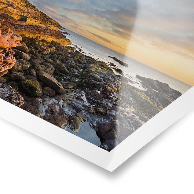 Poster - Tarbat Ness Meer & Leuchtturm bei Sonnenuntergang - Querformat 3:4