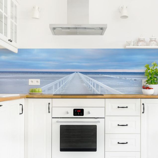 Küchenrückwand Folie Strand Brücke in Schweden