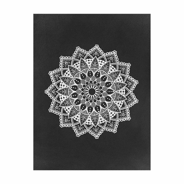 Teppich Orientalisch Mandala Illustration Ornament weiß schwarz