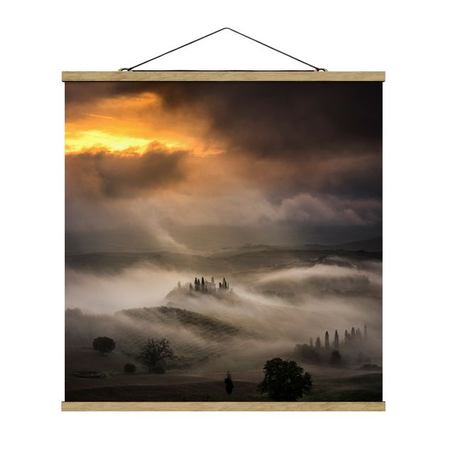 Stoffbild mit Posterleisten - Nebelwellen - Quadrat 1:1