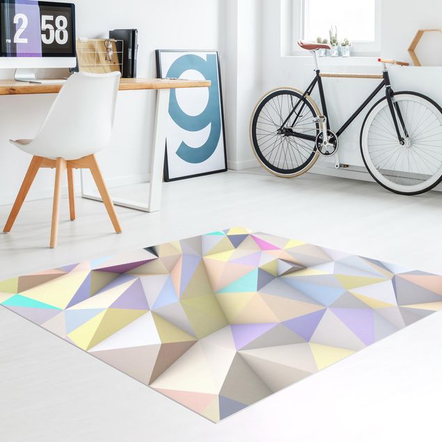 Teppiche Geometrische Pastell Dreiecke in 3D