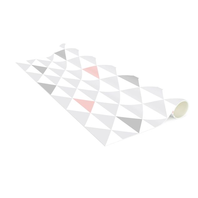Moderne Teppiche No.YK65 Dreiecke Grau Weiß Rosa