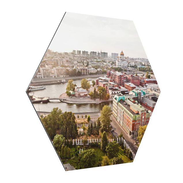 Hexagon Bild Alu-Dibond - City of Moscow
