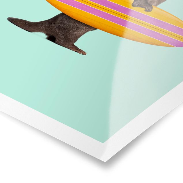 Poster bestellen Otter mit Surfbrett