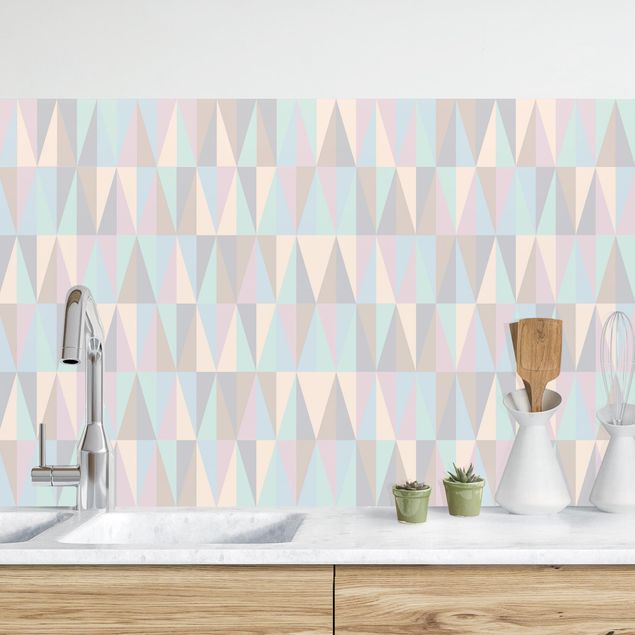 Küchenrückwände Platte Dreiecke in Pastellfarben II