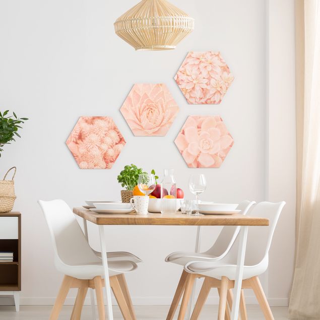 Hexagon Bilder Rosa Blütenzauber