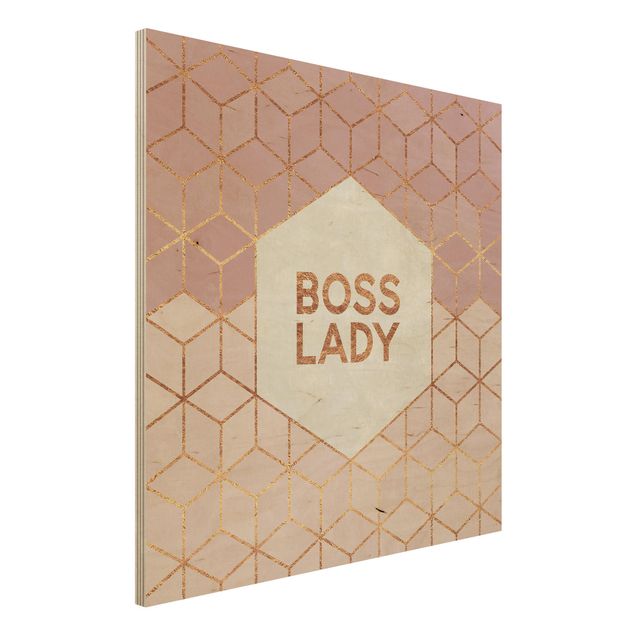 Holzbild - Boss Lady Sechsecke Rosa - Quadrat 1:1